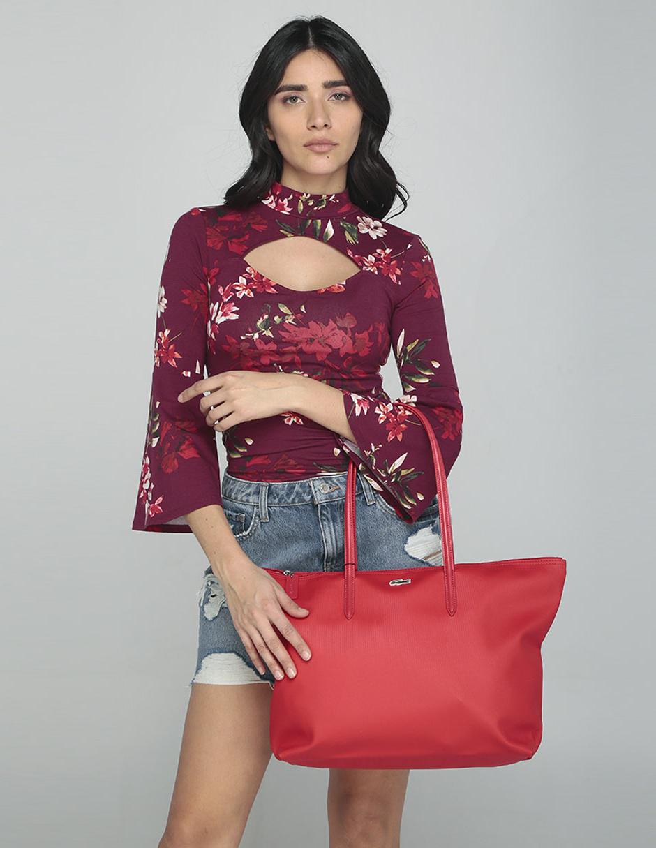 Bolsa tote Lacoste cierre roja