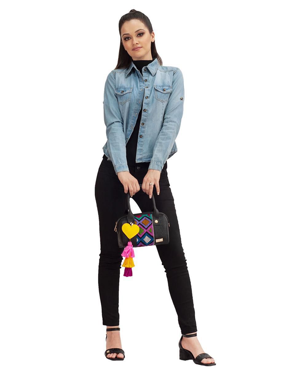 Bolsa bowler Alix de piel para mujer