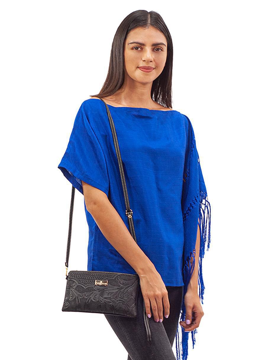 Bolsa crossbody Dalia Grabada Negro de piel para mujer