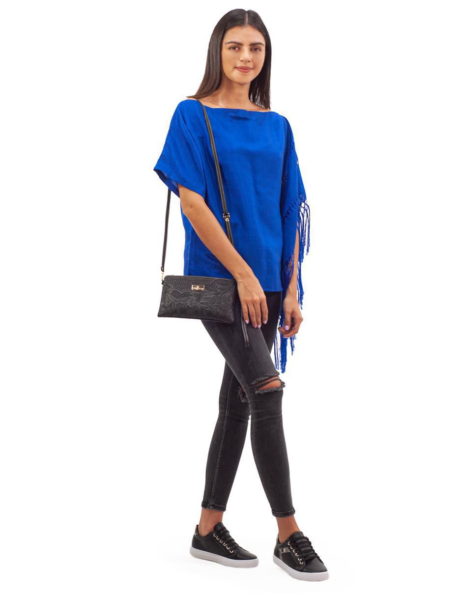 Bolsa crossbody Dalia Grabada Negro de piel para mujer