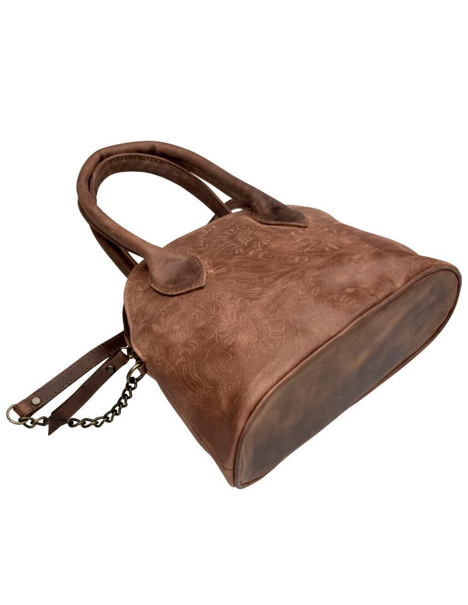 Bolsa bowler de cuero para mujer