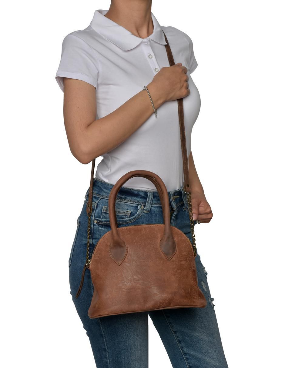 Bolsa bowler de cuero para mujer