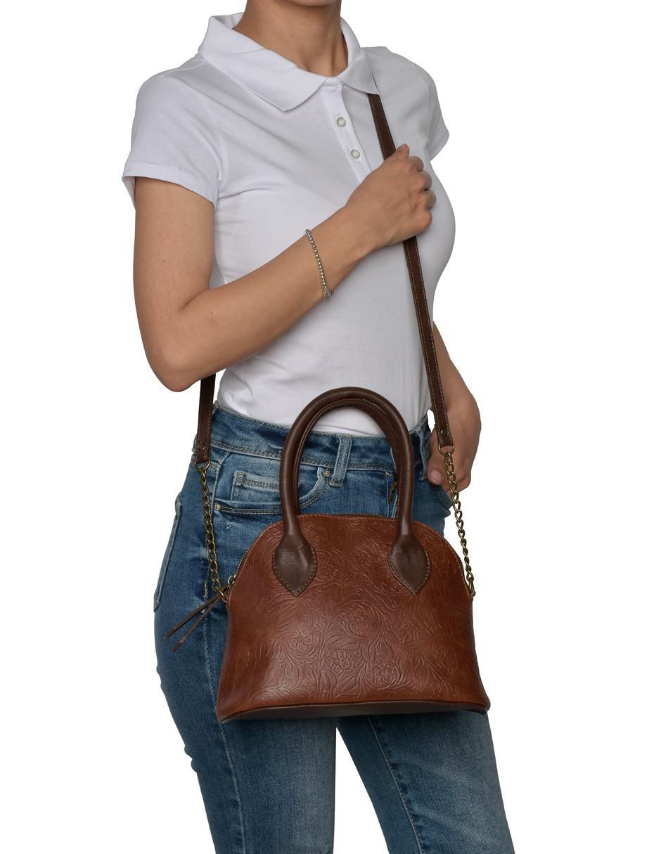 Bolsa bowler de cuero para mujer