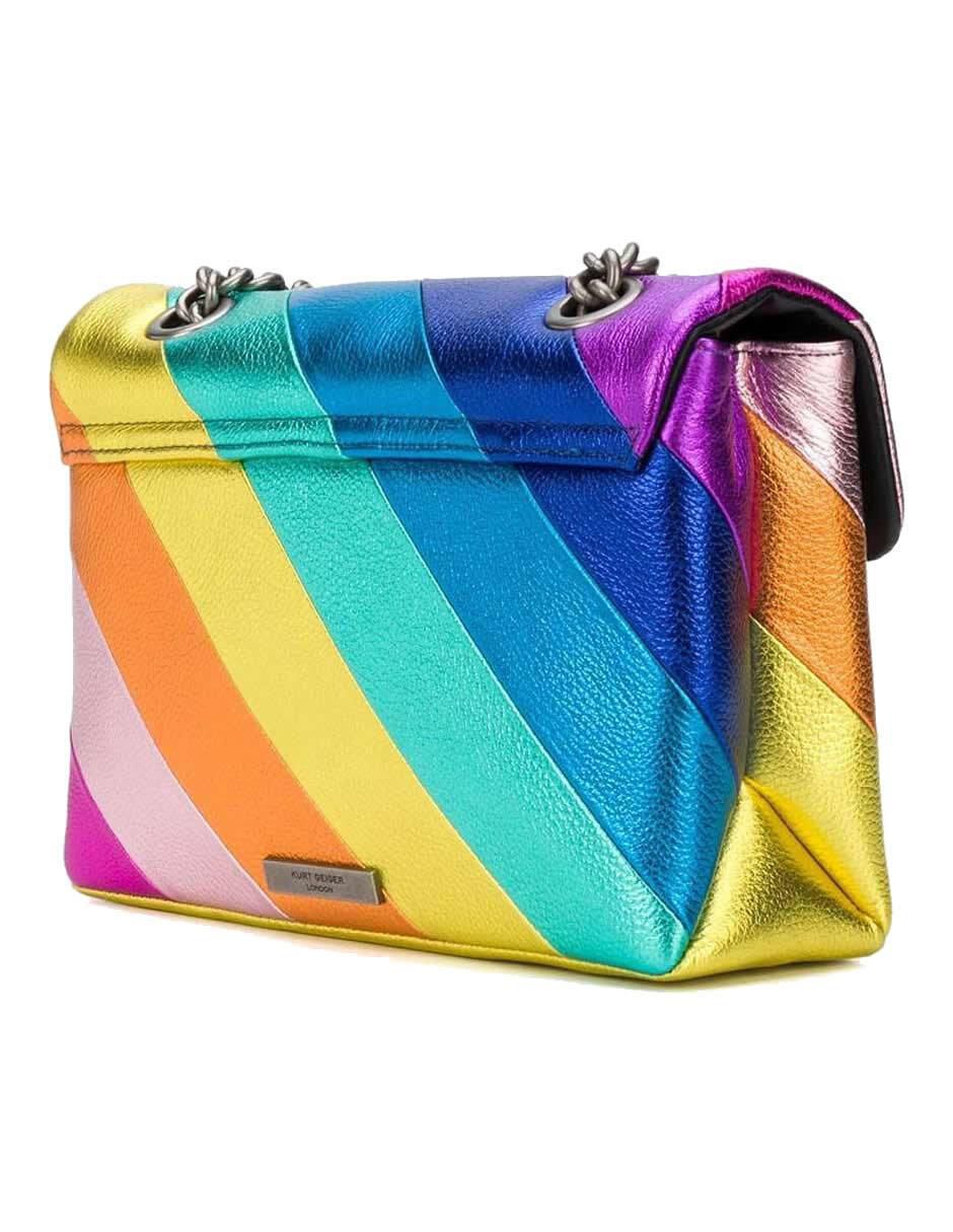 Bolsa flap Multi Arcoiris Mediana de piel para mujer 5