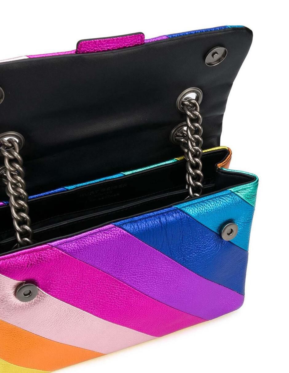 Bolsa flap Multi Arcoiris Mediana de piel para mujer