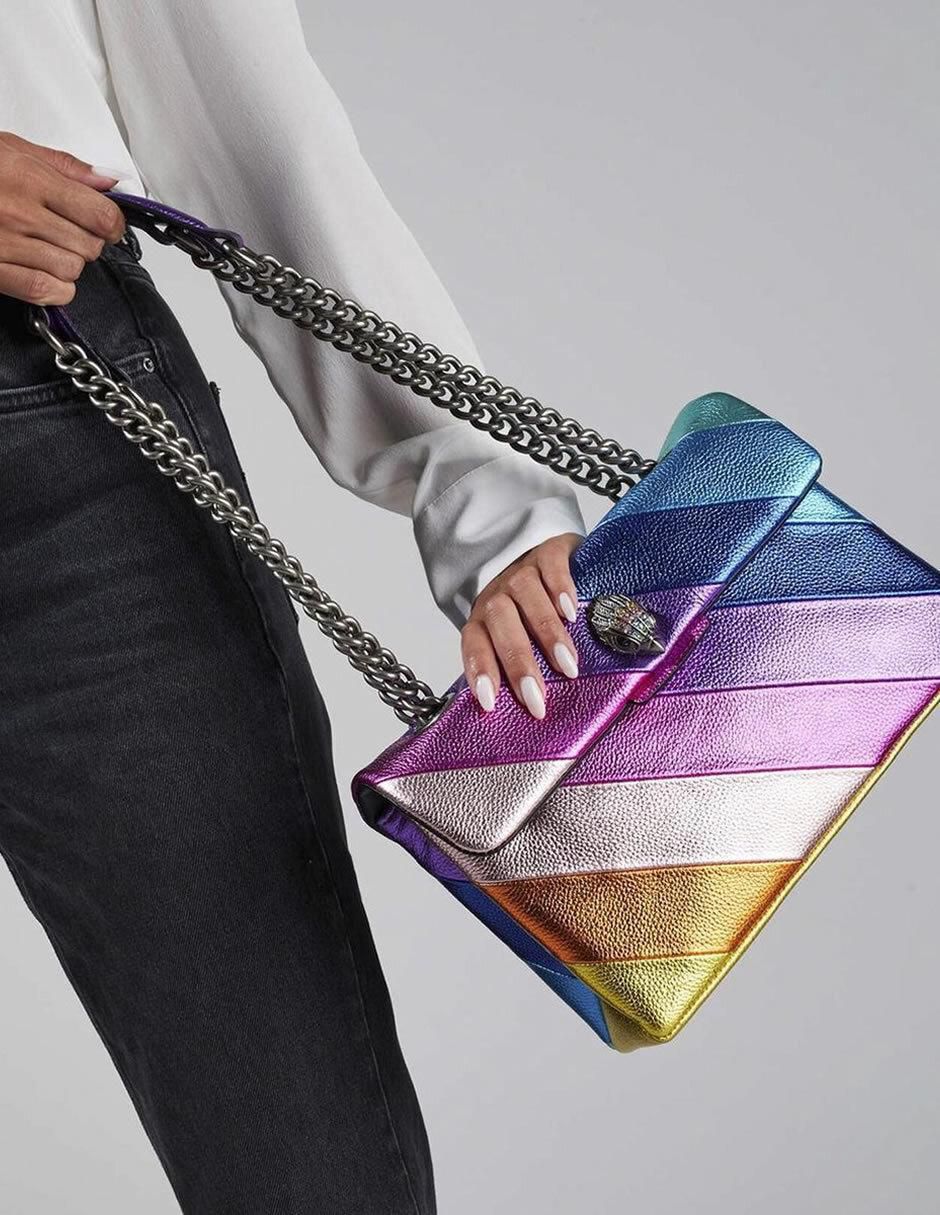 Bolsa flap Multi Arcoiris Mediana de piel para mujer