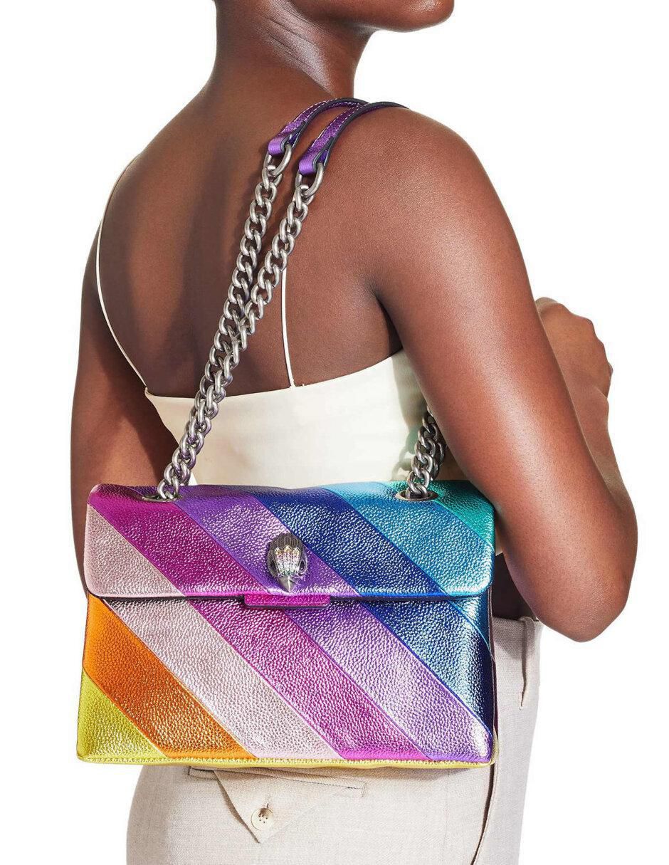Bolsa flap Multi Arcoiris Mediana de piel para mujer 6