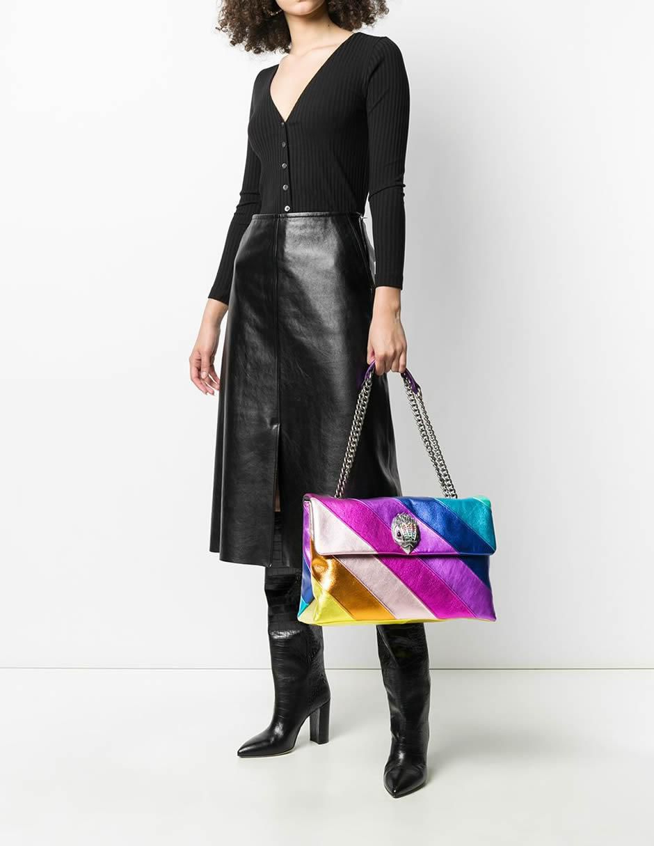 Bolsa crossbody Kensington Rainbow de cuero para mujer
