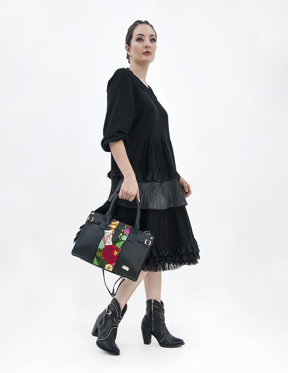 Bolsa satchel Samantha Telar Zinacantán de piel para mujer 2