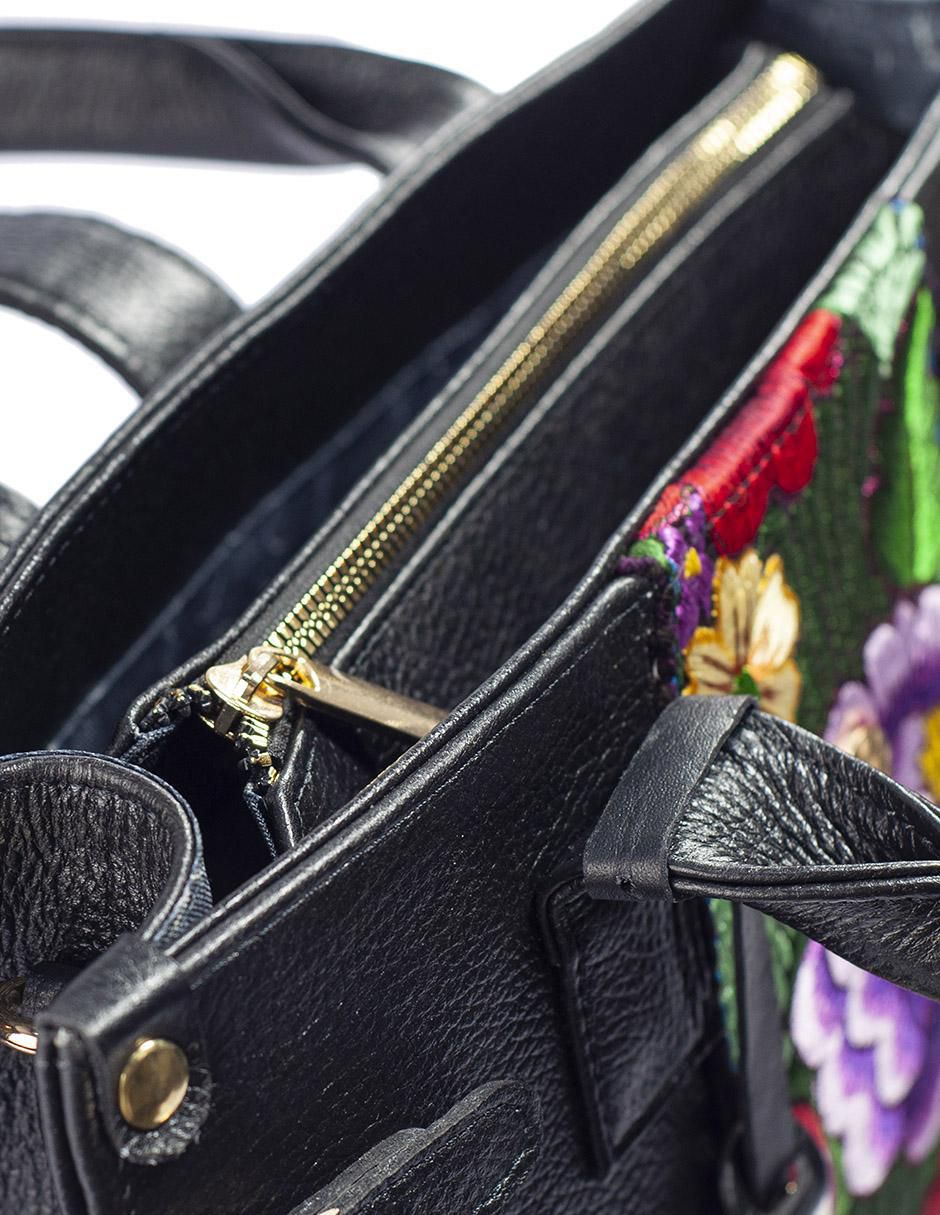 Bolsa satchel Samantha Telar Zinacantán de piel para mujer 6