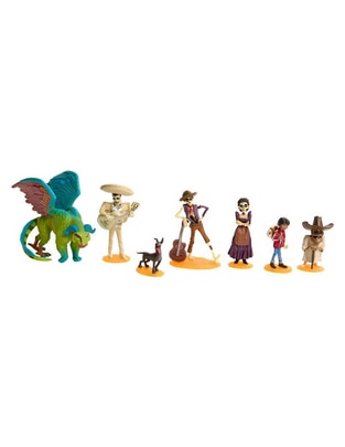Set figuras Pixar Miguel, Dante, Héctor, Ernesto de la Cruz, Mamá Imelda, Chicharrón y Pepita Coco