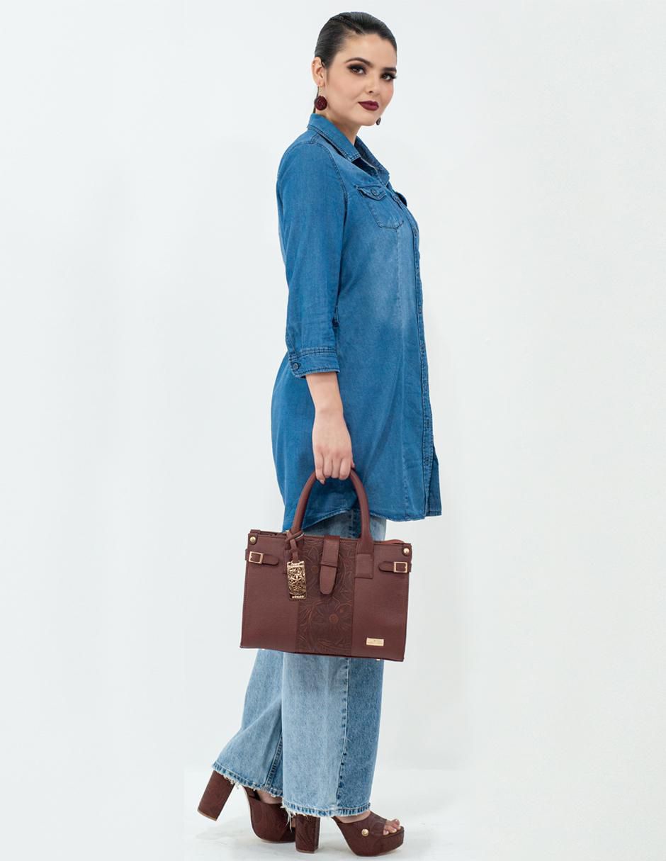 Bolsa satchel Samantha de piel para mujer 2