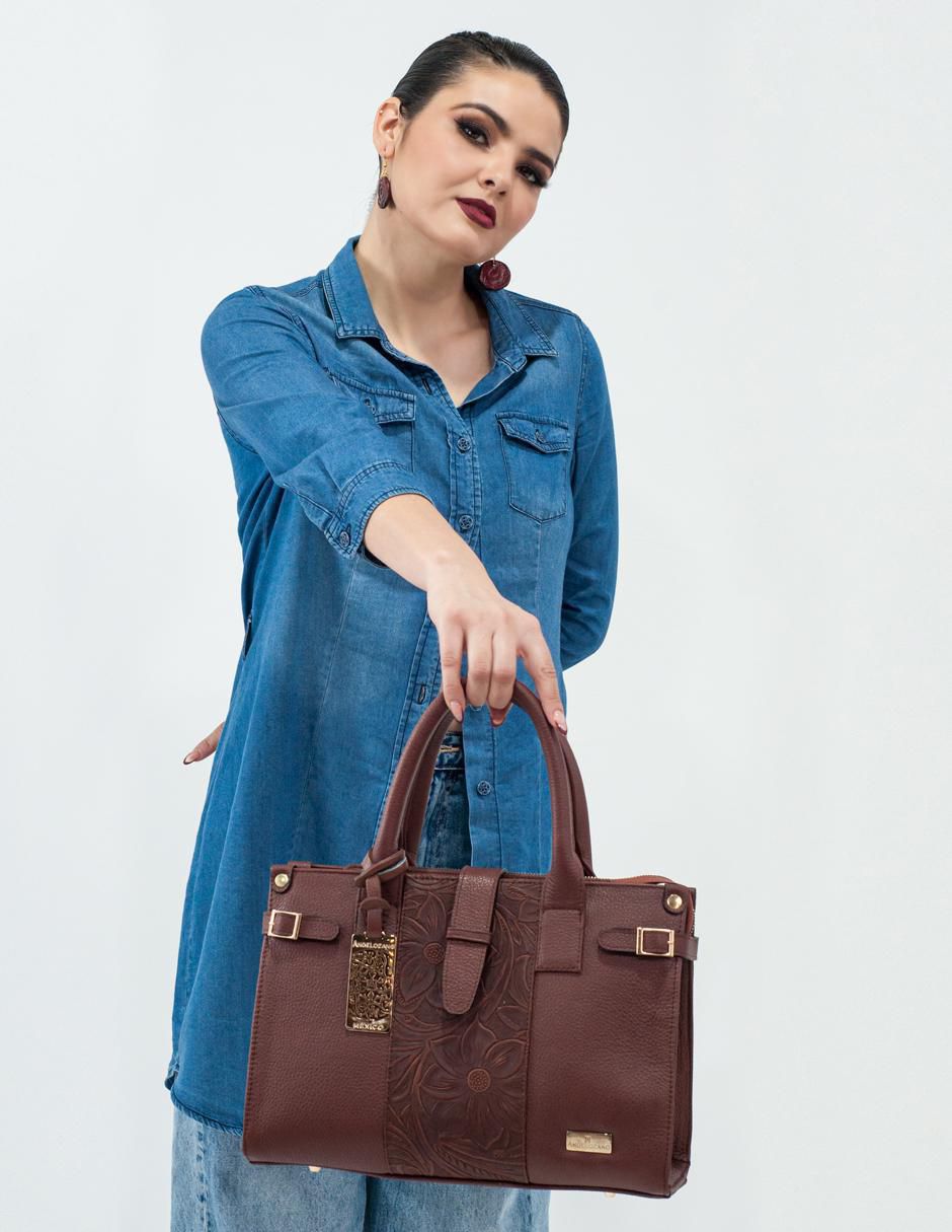 Bolsa satchel Samantha de piel para mujer 3