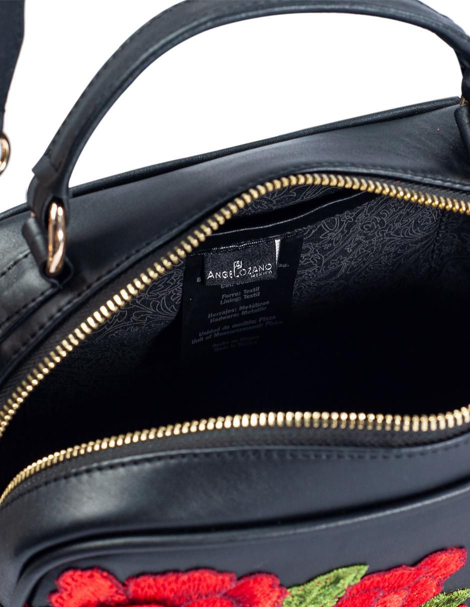 Bolsa crossbody Rosana Flores 3D de piel para mujer