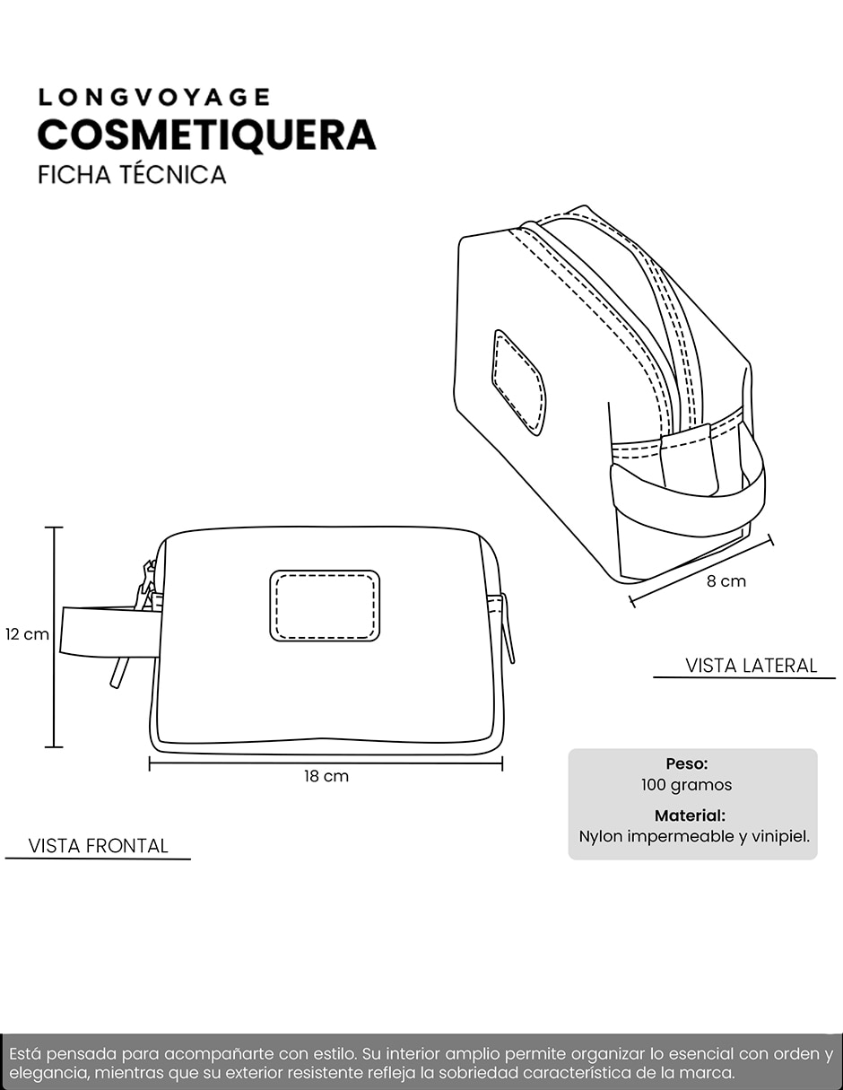 Cosmetiquera para maquillaje Longvoyage clásica impermeable para mujer