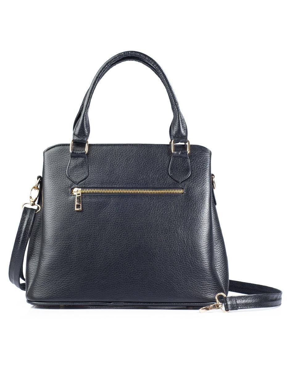 Bolsa satchel Lourdes Piel Grabada Negro de piel para mujer