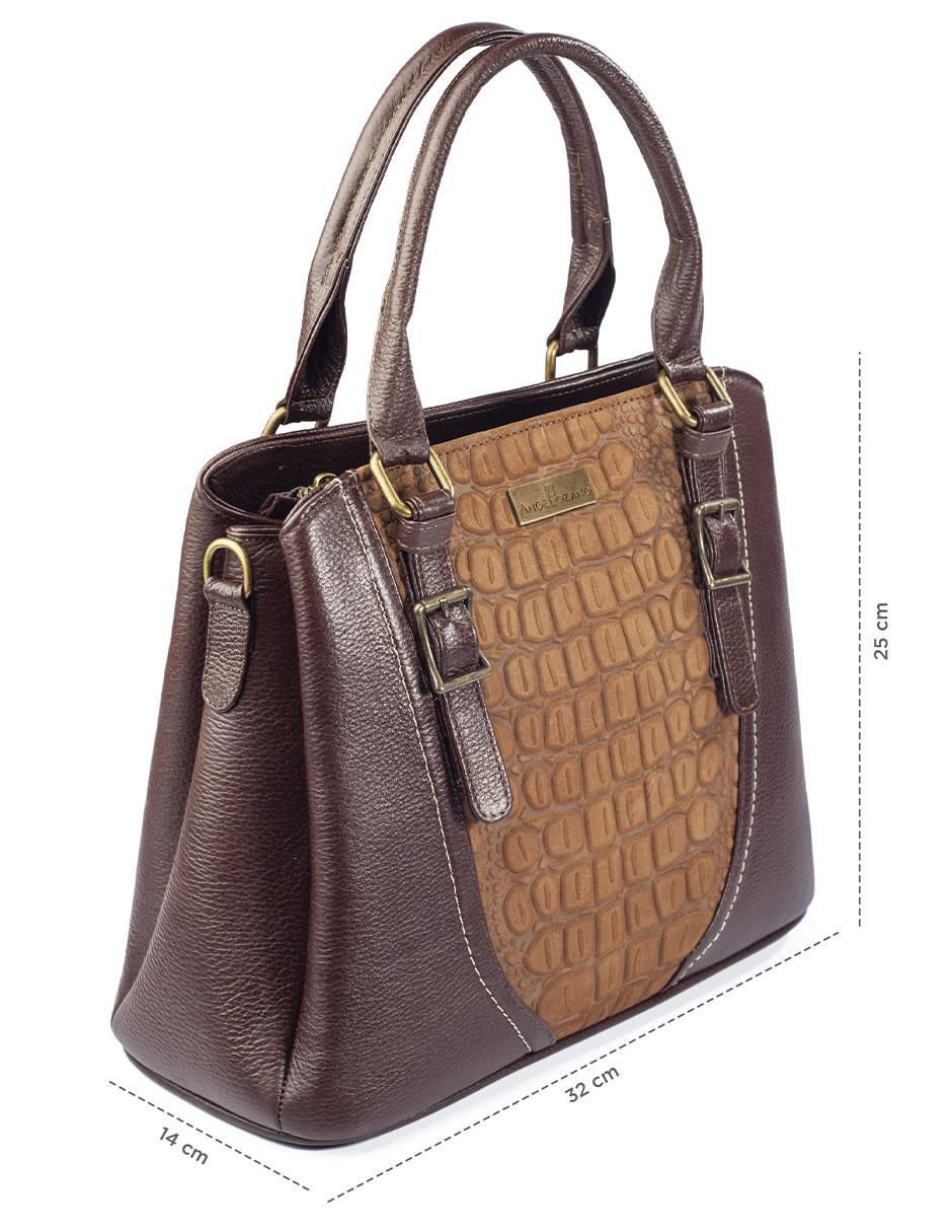 Bolsa satchel Lourdes de piel para mujer 7