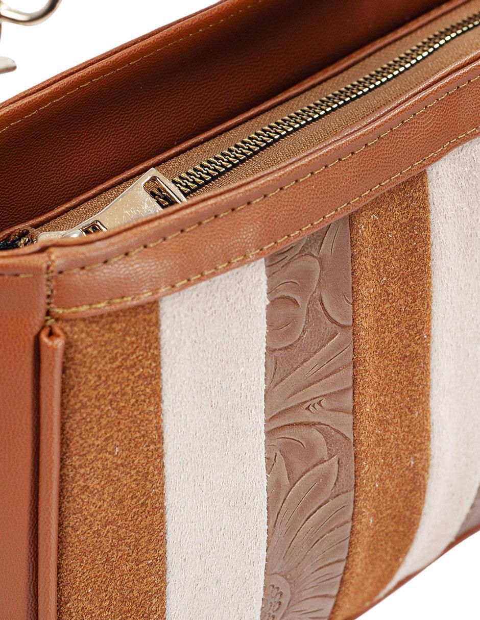 Bolsa crossbody Eva Sintético Grabada Camel para mujer 6