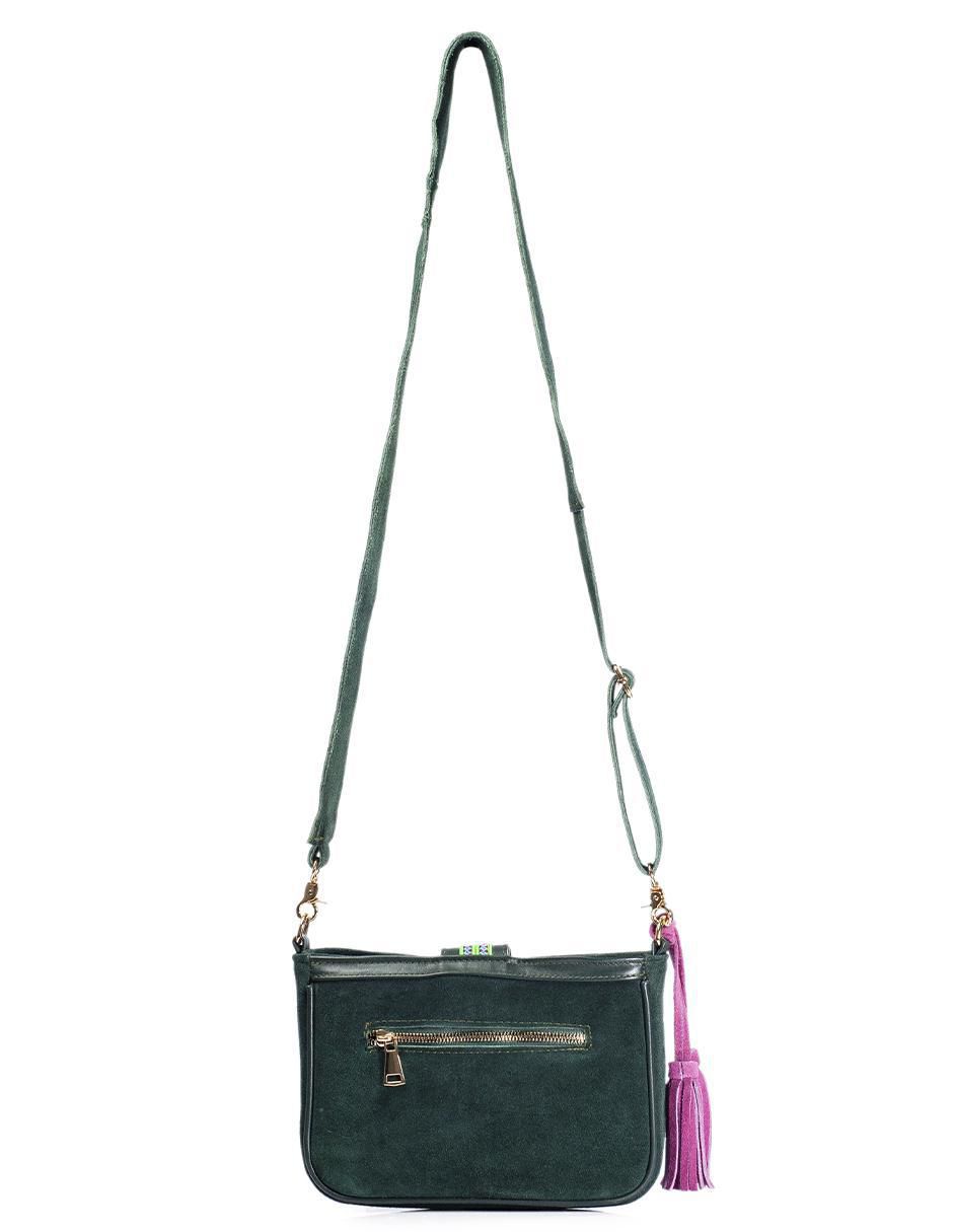 Bolsa crossbody Eva Piel Gamuza Verde de piel para mujer