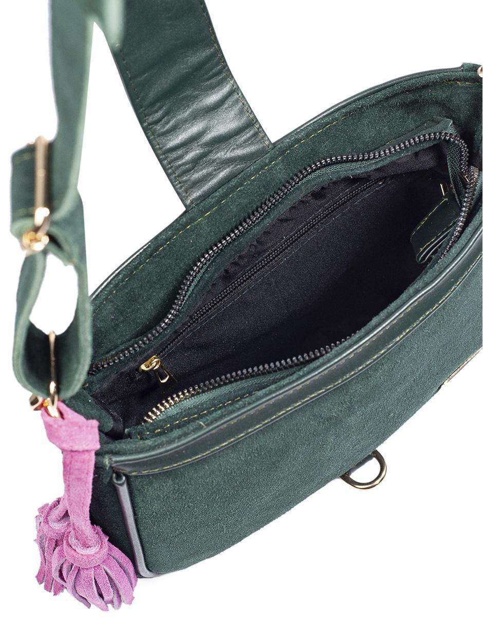Bolsa crossbody Eva Piel Gamuza Verde de piel para mujer