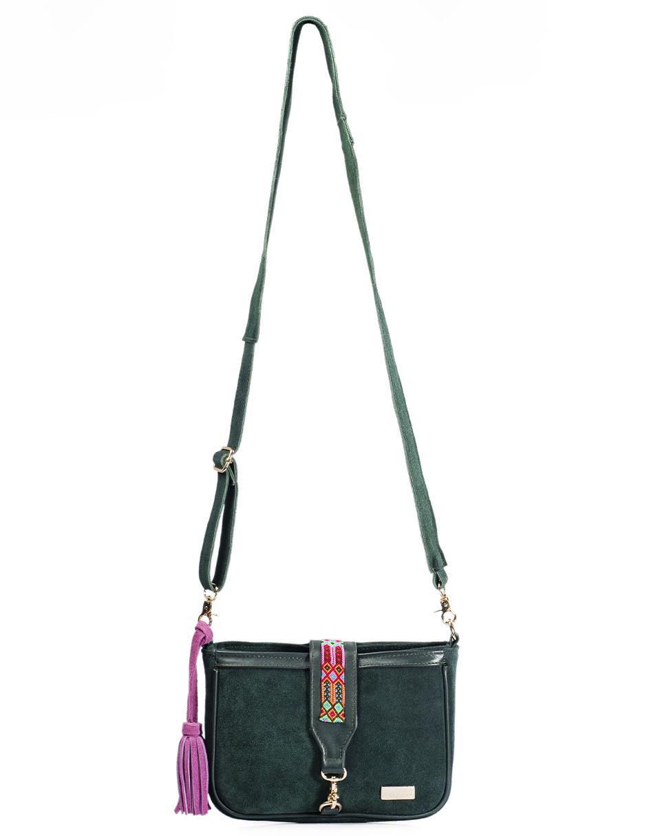 Bolsa crossbody Eva Piel Gamuza Verde de piel para mujer