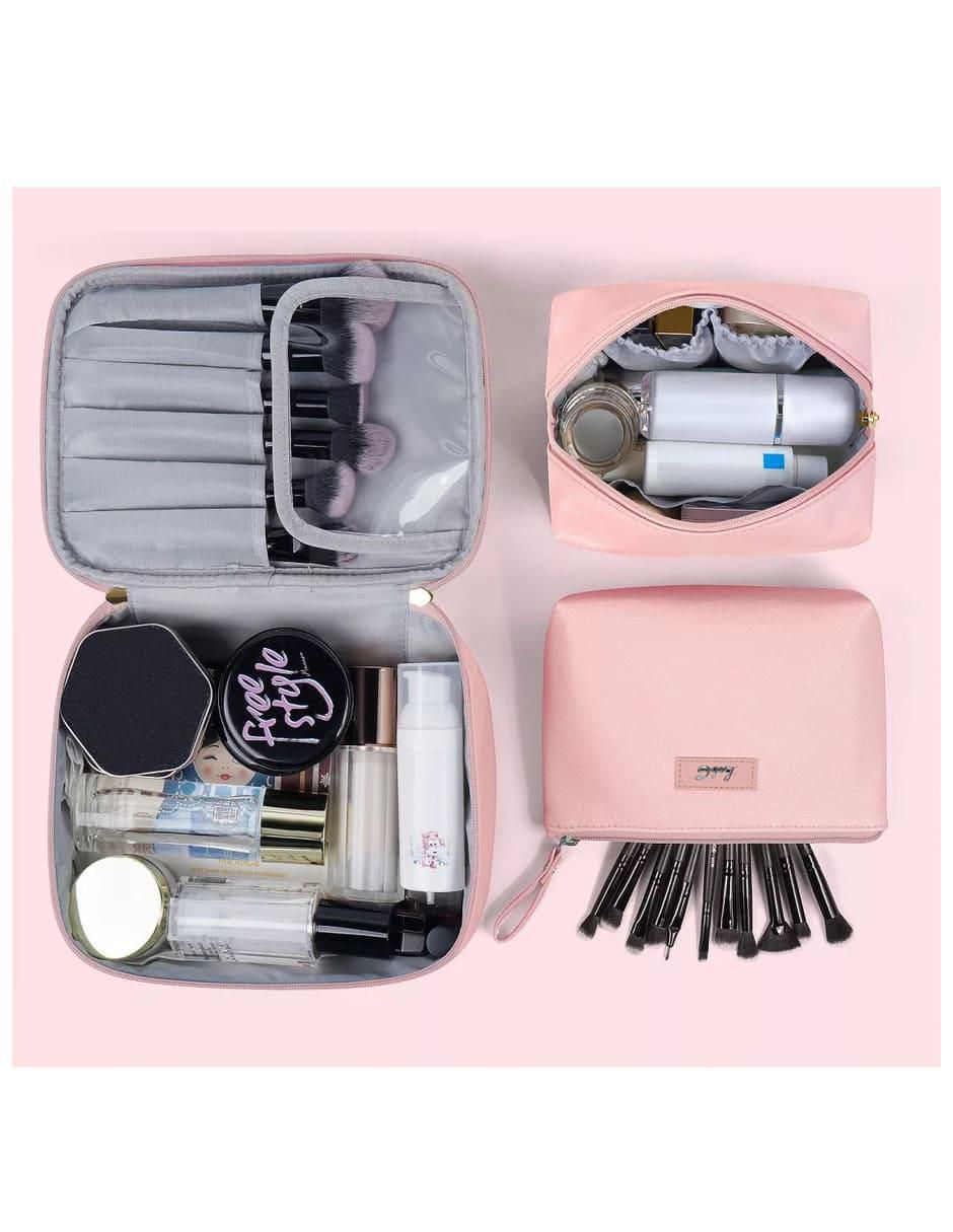 Set cosmetiquera impermeable de piel 3 piezas para mujer