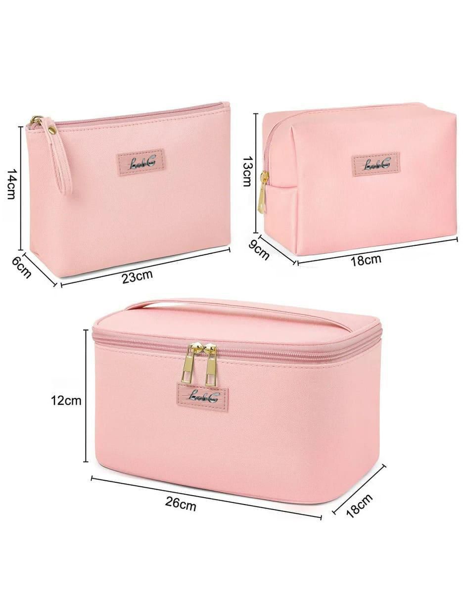 Set cosmetiquera impermeable de piel 3 piezas para mujer 5