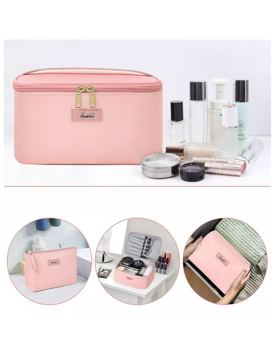 Set cosmetiquera impermeable de piel 3 piezas para mujer