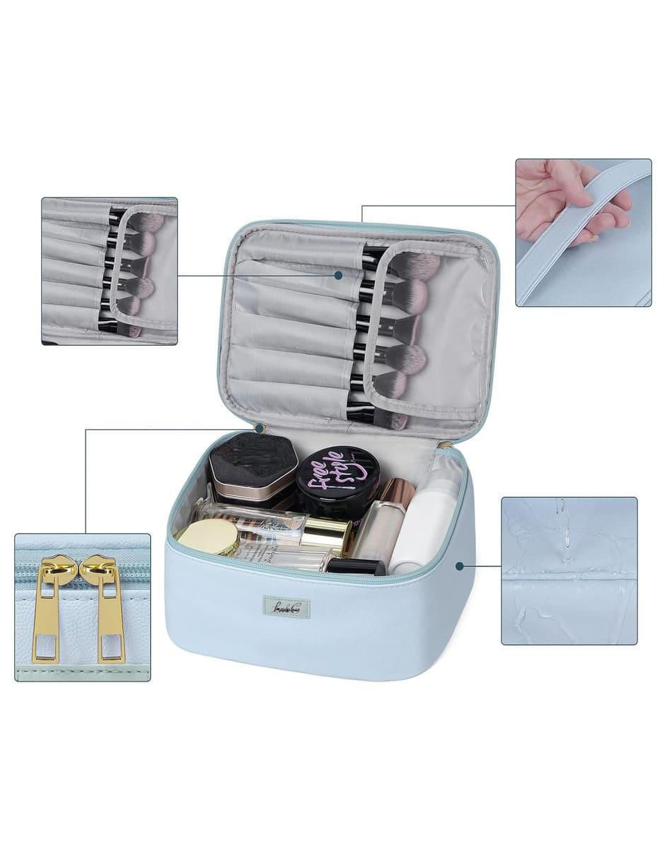Set cosmetiquera impermeable de piel 3 piezas para mujer 2