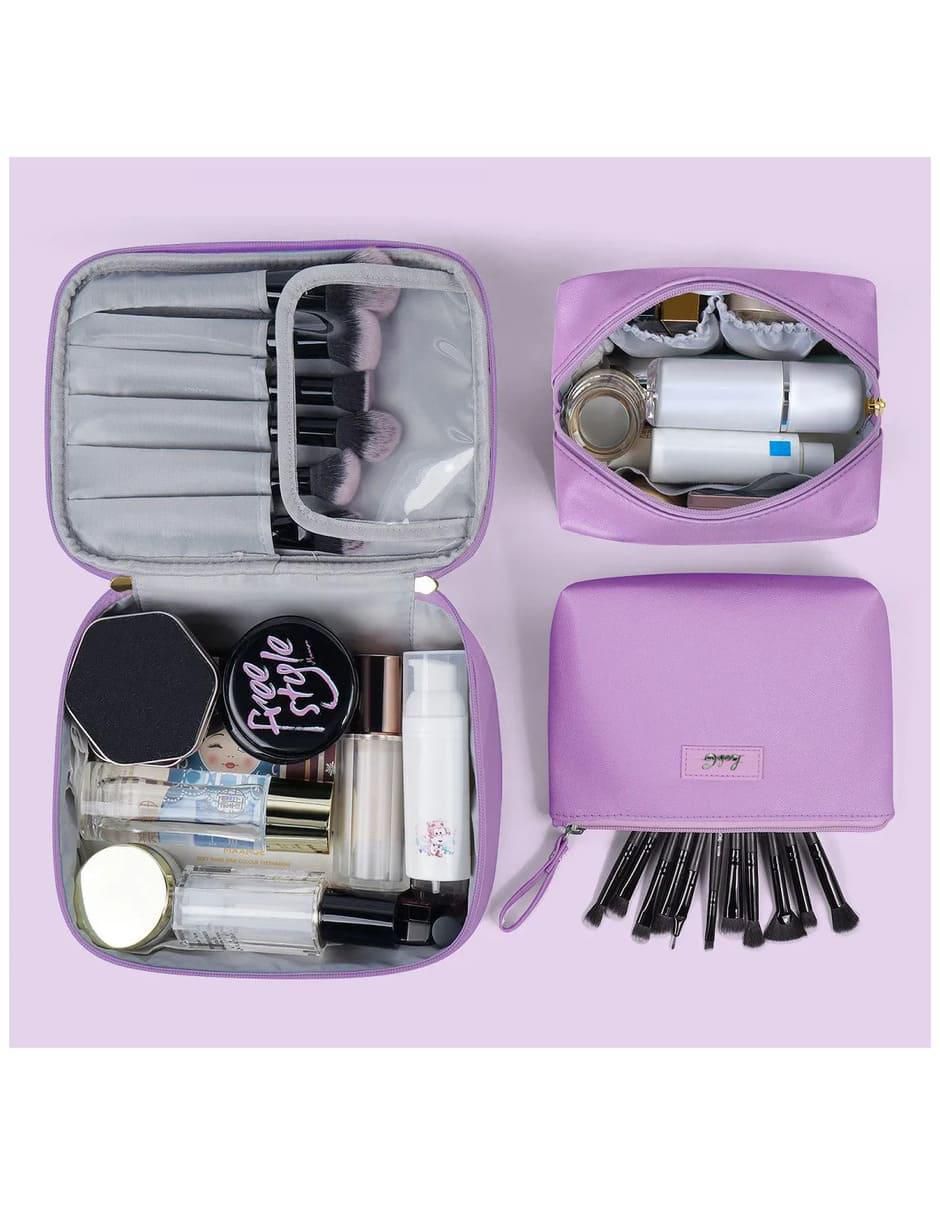 Set cosmetiquera impermeable de cuero 3 piezas para mujer 2