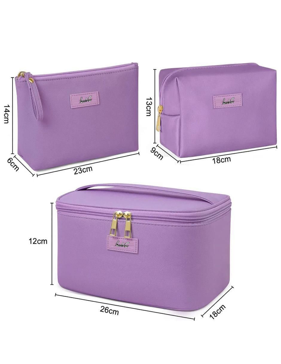 Set cosmetiquera impermeable de cuero 3 piezas para mujer 5