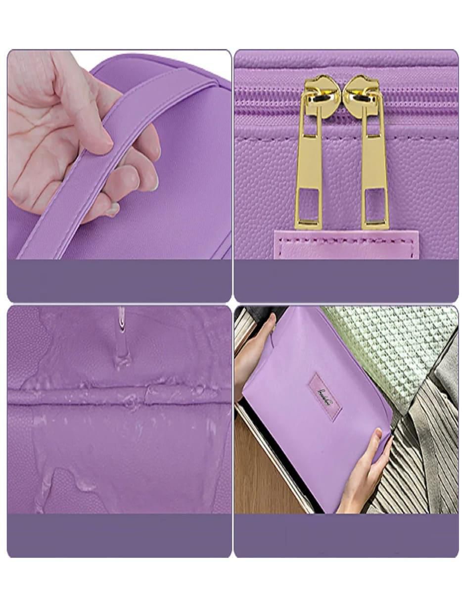 Set cosmetiquera impermeable de cuero 3 piezas para mujer 3