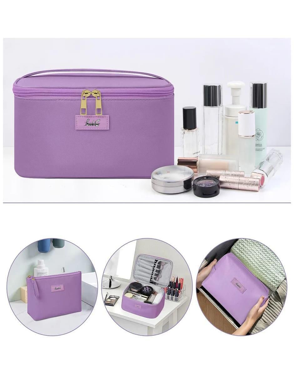 Set cosmetiquera impermeable de cuero 3 piezas para mujer 4
