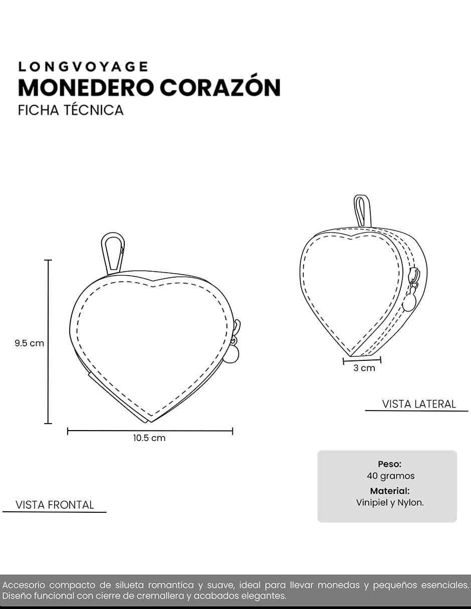 Monedero longvoyage coeur para mujer