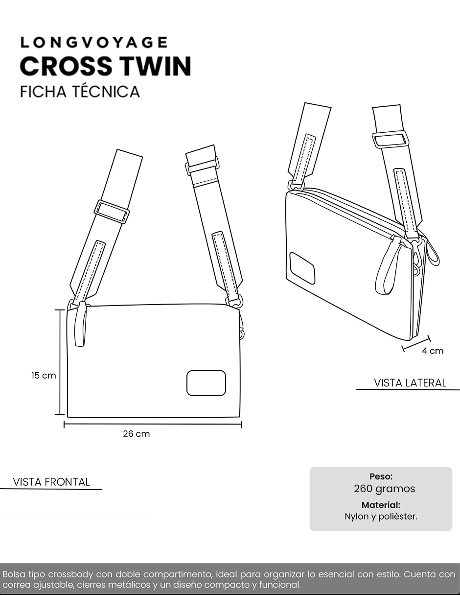 Bolsa crossbody Longvoyage Twin para mujer