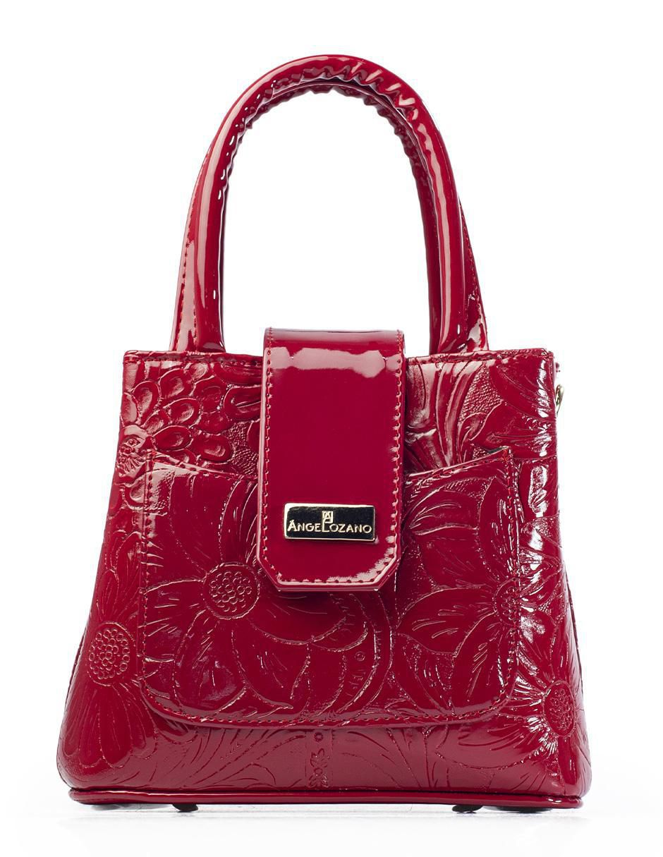 Bolsa crossbody Aurelia Charol Grabado Rojo para mujer