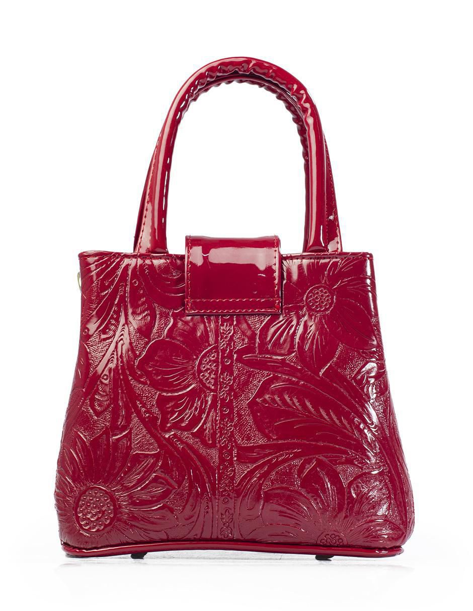 Bolsa crossbody Aurelia Charol Grabado Rojo para mujer