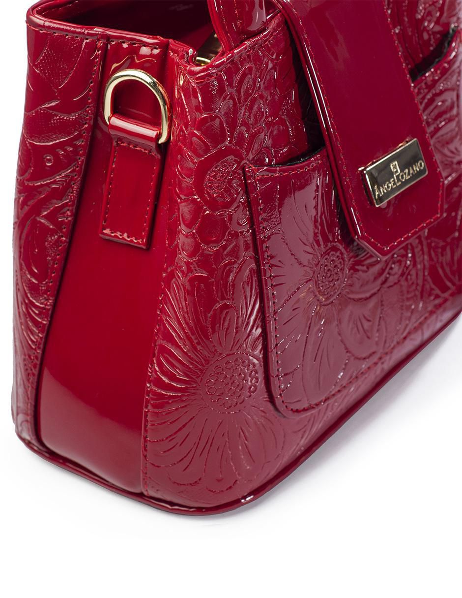 Bolsa crossbody Aurelia Charol Grabado Rojo para mujer