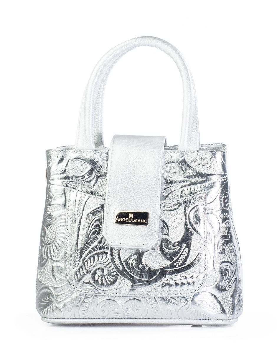 Bolsa crossbody Aurelia Piel Grabada Plata de piel para mujer Bolsa crossbody Aurelia Piel Grabada Plata de piel para mujer