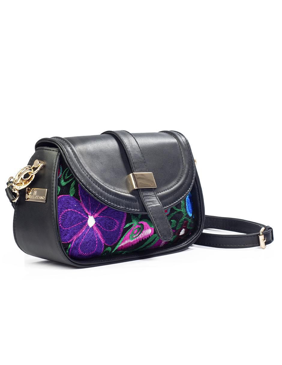 Bolsa crossbody Telar Flores de piel para mujer 5