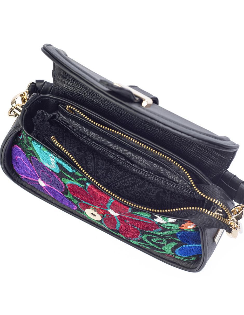Bolsa crossbody Telar Flores de piel para mujer 3