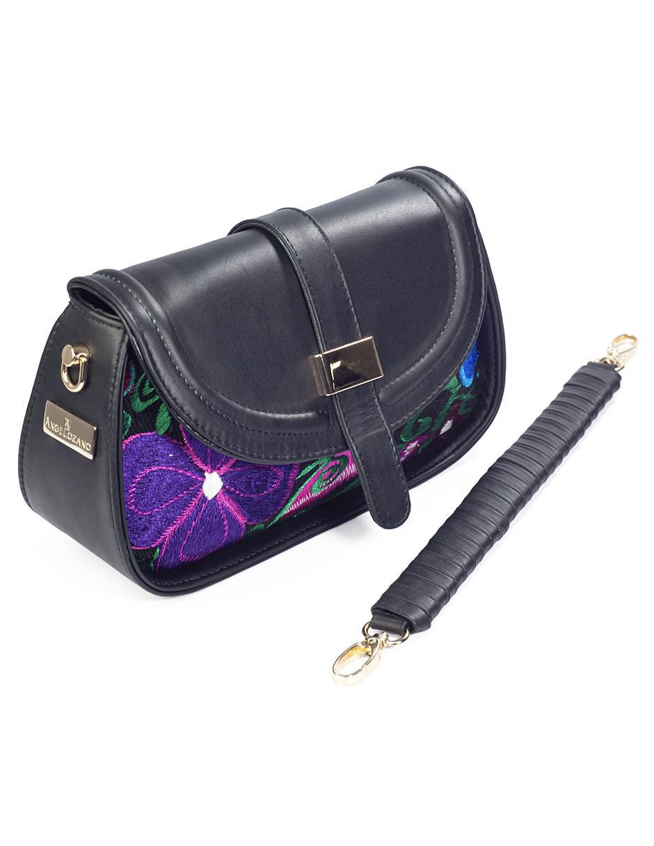 Bolsa crossbody Telar Flores de piel para mujer 2