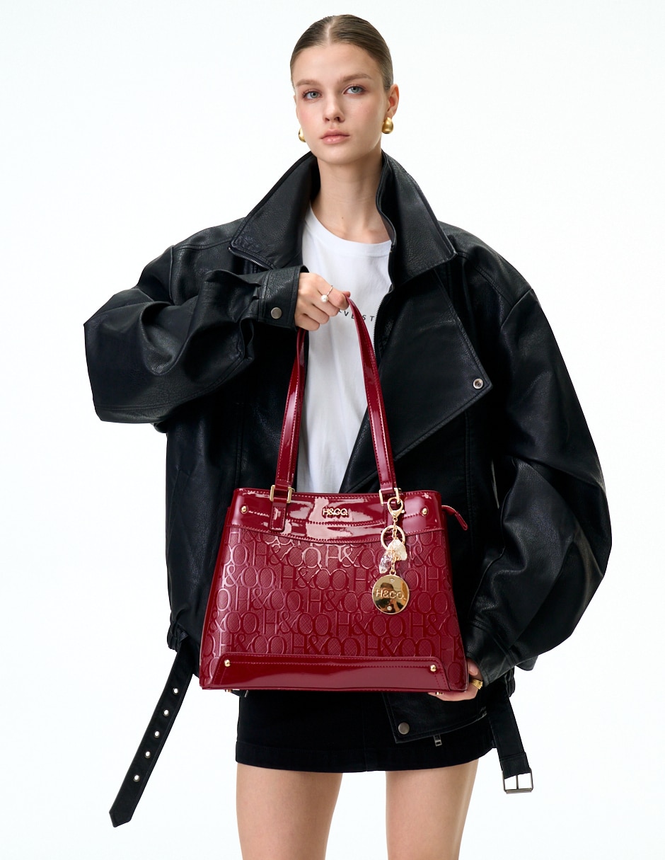 Bolsa tote H&CO Sophia de charol para mujer