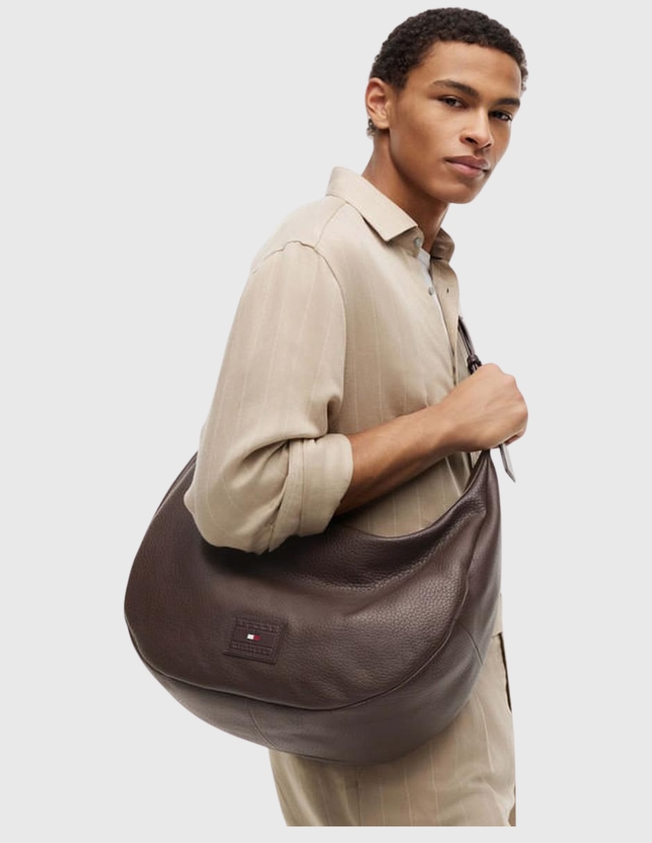 Bolsa hobo de piel para hombre