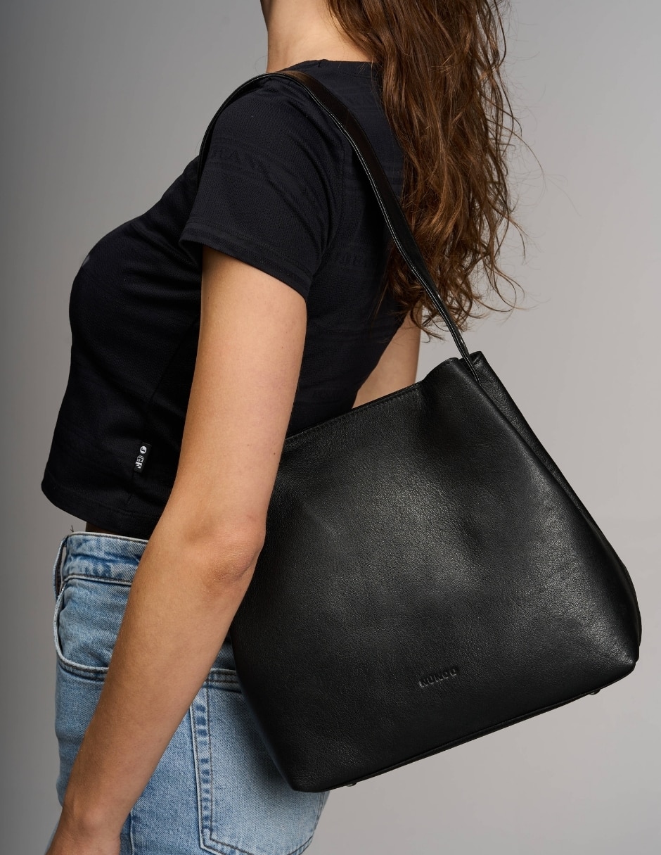 Bolsa shopper Basic Bestsellers de piel para mujer 4