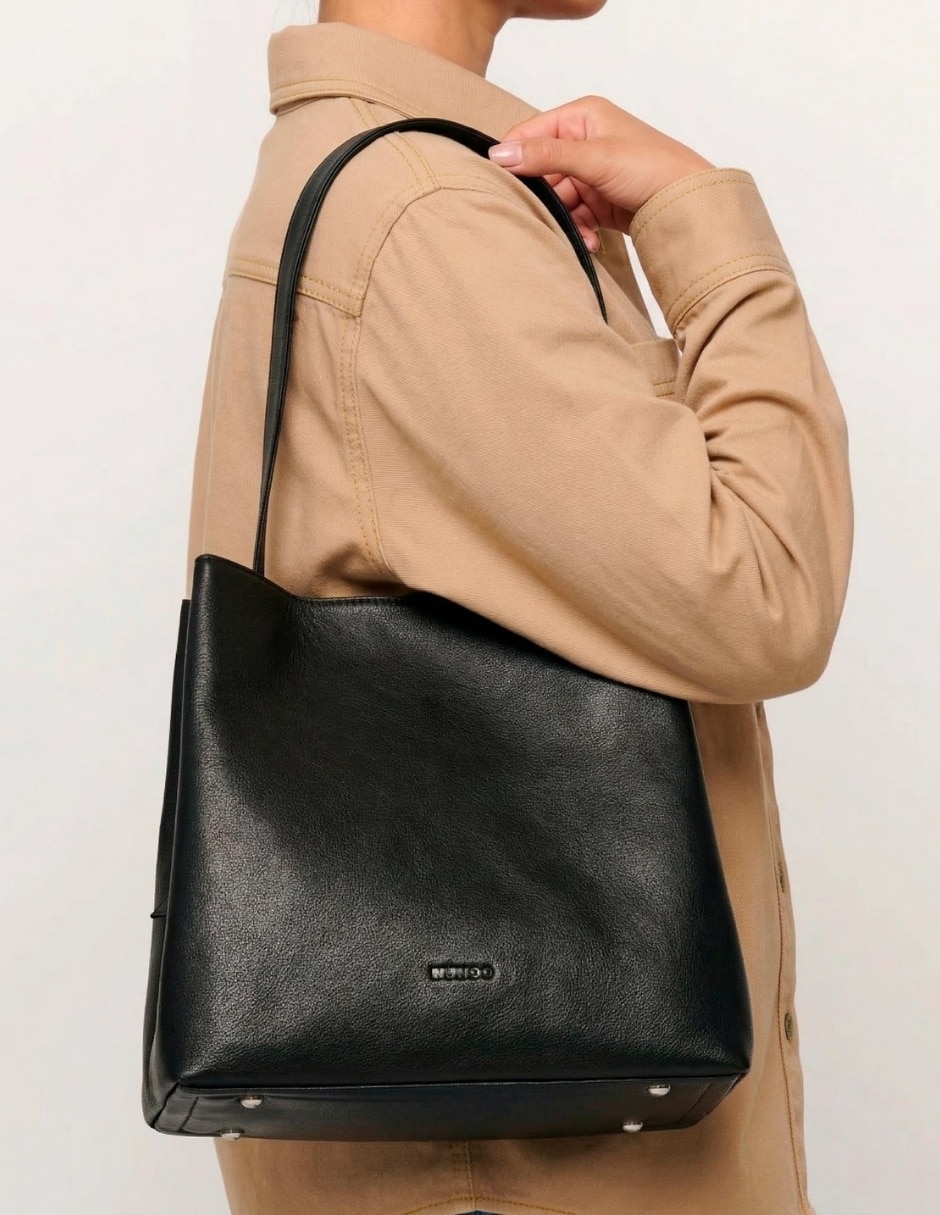 Bolsa shopper Basic Bestsellers de piel para mujer 5