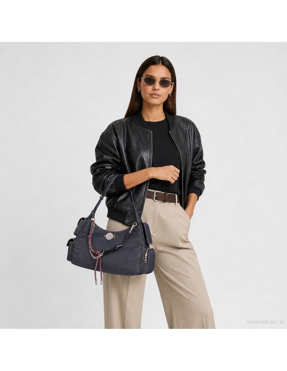 Bolsa hobo lina lisa de mezclilla para mujer 2