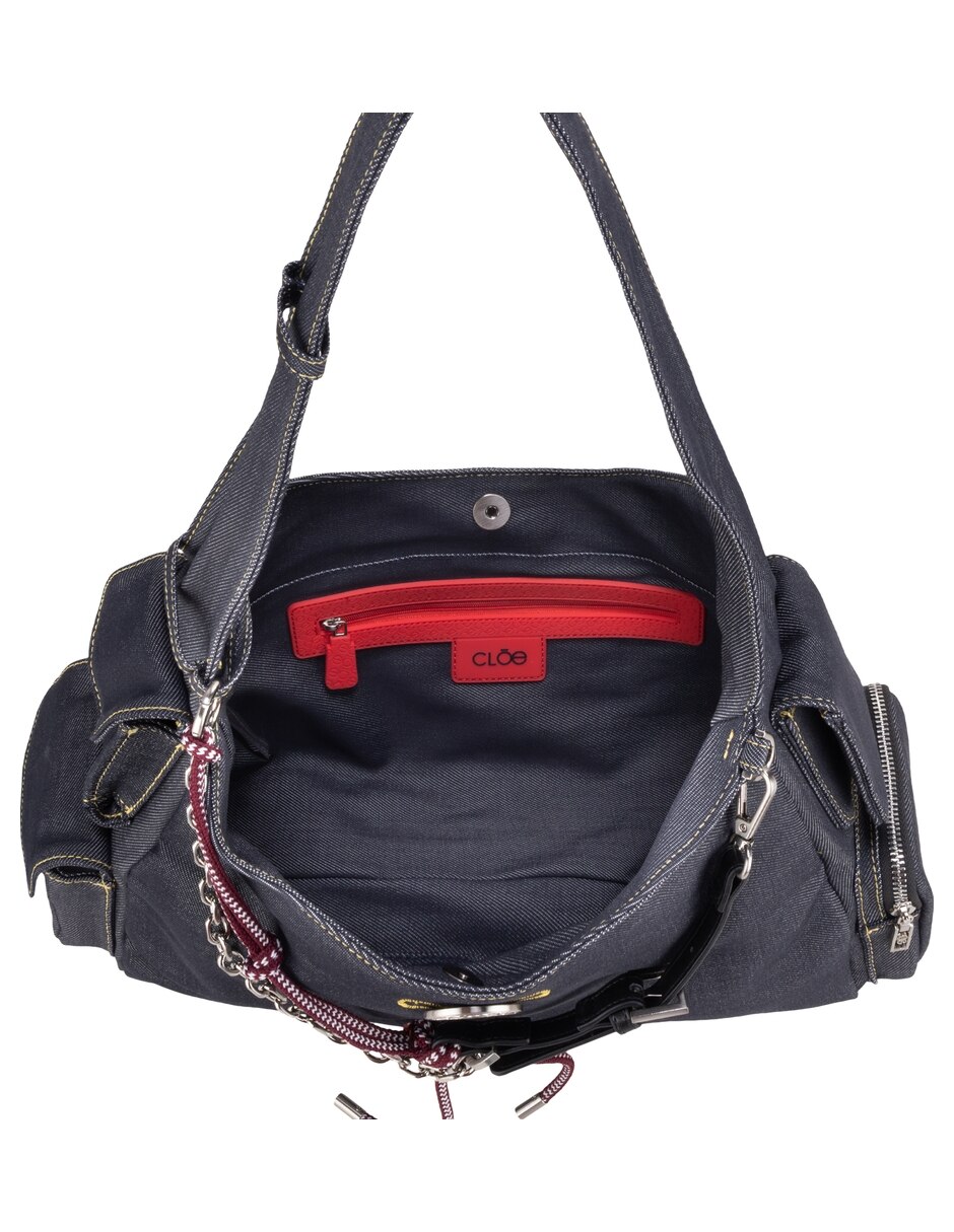 Bolsa hobo lina lisa de mezclilla para mujer 4