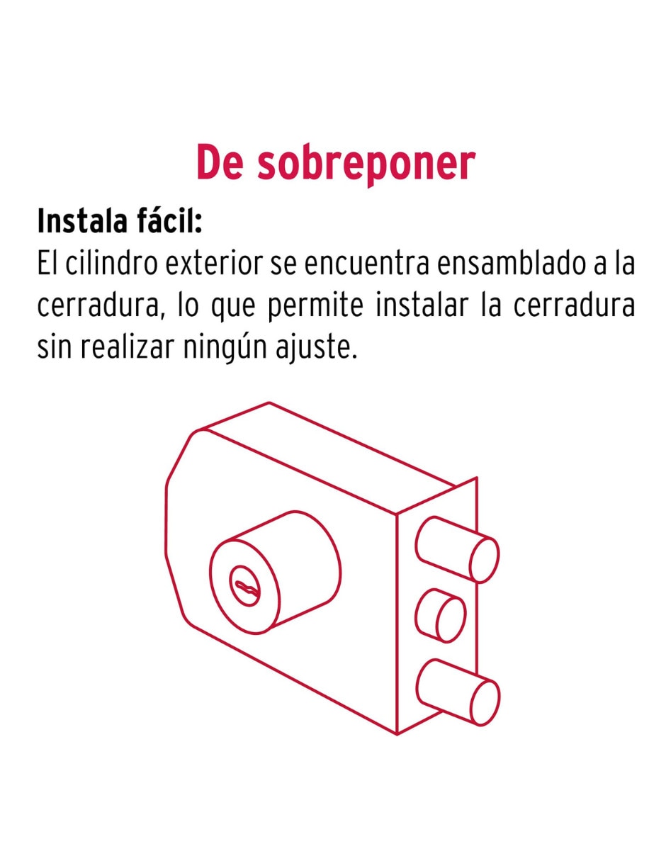 Cerradura sobreponer Hermex CS-92 de derecha e izquierda