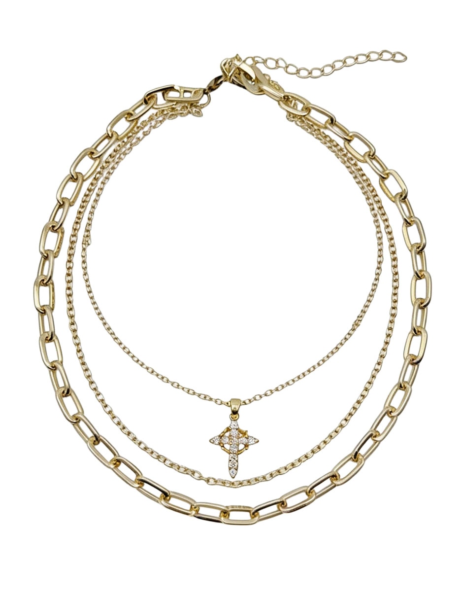 Collar con dije cruz de oro laminado 10 k Collar con dije cruz de oro laminado 10 k